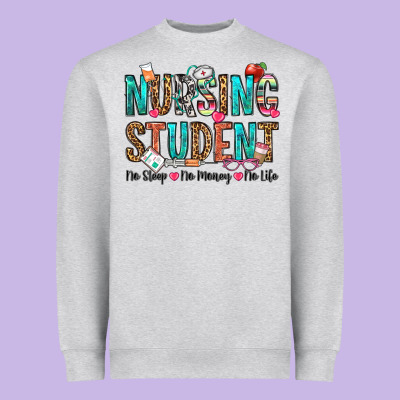 Nursing Student No Sleep No Money No Life Heavyweight Sweatshirt Designed By Oliviacreatesart
