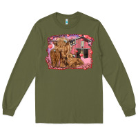 Army Green Valentine's day mama cow and baby cows Long Sleeve Tee - RanaPortraitStore