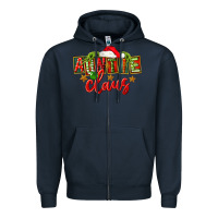 Navy christmas auntie claus Zipper Hoodie - FaDigitalArtStudio