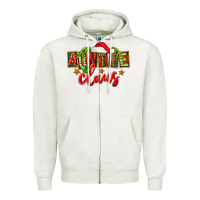 Oatmeal Heather christmas auntie claus Zipper Hoodie - FaDigitalArtStudio
