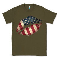Army Green Vintage American Flag Lips Classic Tee - Bettercallsaul