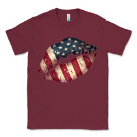 Burgundy Vintage American Flag Lips Classic Tee - Bettercallsaul