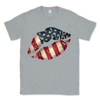 Heather Grey Vintage American Flag Lips Classic Tee - Bettercallsaul