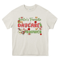 Cream santa's favorite daycare provider Heavy Core Tee - MaliasSmallBusiness