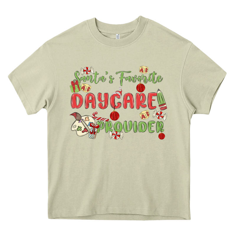 Santa's Favorite Daycare Provider Heavy Core Tee by MaliasSmallBusiness | Teevron