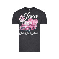Vintage Black Leopard Floral Pink Car Jesus Take The Wheel Vintage Tee - Bettercallsaul