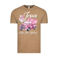 Vintage Coffee Leopard Floral Pink Car Jesus Take The Wheel Vintage Tee - Bettercallsaul