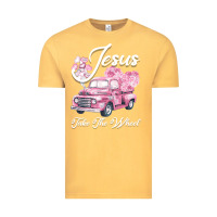 Vintage Mustard Leopard Floral Pink Car Jesus Take The Wheel Vintage Tee - Bettercallsaul