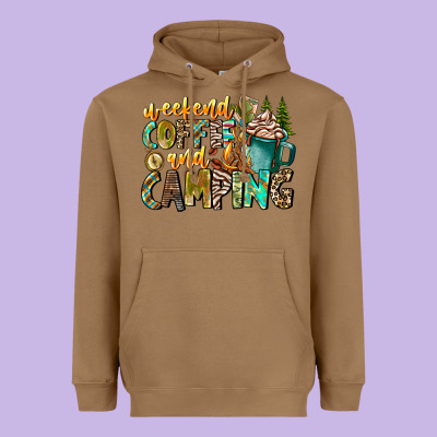 Weekends Coffee And Camping Heavyweight Hoodie Designed By Cowhidedigitalart