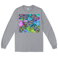 Heather Grey dragonflies Long Sleeve Tee - TumblerDesignByShophia
