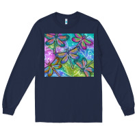 Navy dragonflies Long Sleeve Tee - TumblerDesignByShophia