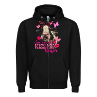 Black Valentine's Day Shut Up And Kiss Me Heifer Holstein Cow Zipper Hoodie - FaDigitalArtStudio