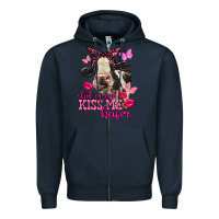 Navy Valentine's Day Shut Up And Kiss Me Heifer Holstein Cow Zipper Hoodie - FaDigitalArtStudio