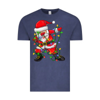 Vintage Denim Dabbing Santa Christmas Tree Lights Vintage Tee - tuanDangUi