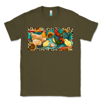 Army Green Chicken rooster and chicks with leopard Classic Tee - RanaPortraitStore