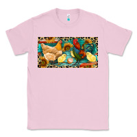Bubblegum Pink Chicken rooster and chicks with leopard Classic Tee - RanaPortraitStore