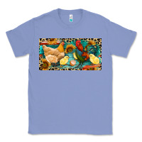 Colony Blue Chicken rooster and chicks with leopard Classic Tee - RanaPortraitStore