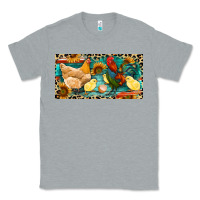 Heather Grey Chicken rooster and chicks with leopard Classic Tee - RanaPortraitStore