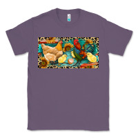 Lavender Chicken rooster and chicks with leopard Classic Tee - RanaPortraitStore