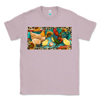 Lilac Chicken rooster and chicks with leopard Classic Tee - RanaPortraitStore
