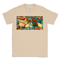 Mushroom Chicken rooster and chicks with leopard Classic Tee - RanaPortraitStore