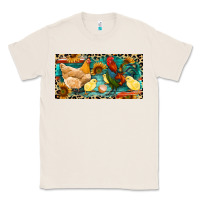 Natural Chicken rooster and chicks with leopard Classic Tee - RanaPortraitStore
