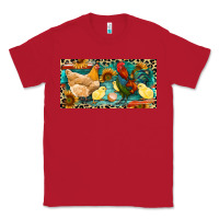 Red Chicken rooster and chicks with leopard Classic Tee - RanaPortraitStore