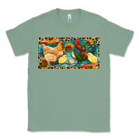 Sage Chicken rooster and chicks with leopard Classic Tee - RanaPortraitStore