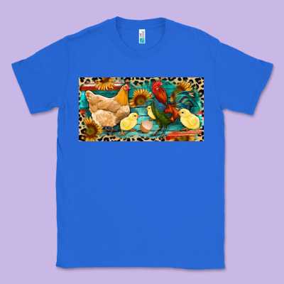 Chicken Rooster And Chicks With Leopard Classic Tee Designed By Ranaportraitstore