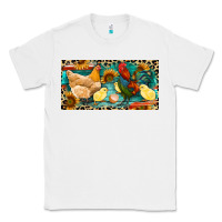 White Chicken rooster and chicks with leopard Classic Tee - RanaPortraitStore