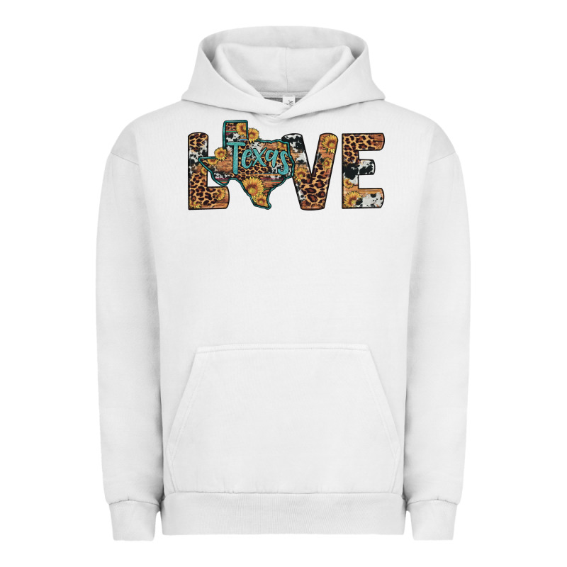 Love Texas Map Sunflower Leopard Cowhide Urban Hoodie by Artiststas | Teevron