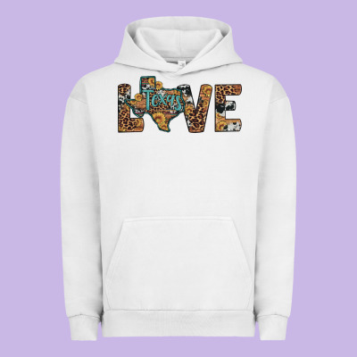 Love Texas Map Sunflower Leopard Cowhide Urban Hoodie Designed By Artiststas