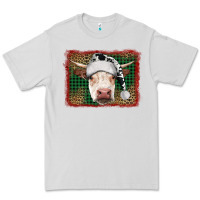 Dove Grey Merry Christmas Hereford Cow With Background Premium Tee - RanaPortraitStore