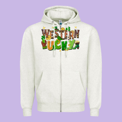 Western Lucky Zipper Hoodie Designed By Fadigitalartstudio