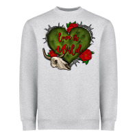 Heather Grey love is wild with bullskull olivia Heavyweight Sweatshirt - OliviaCreatesArt