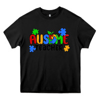 Black ausome teacher Heavy Core Tee - MaliasSmallBusiness