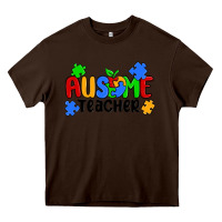 Chocolate Brown ausome teacher Heavy Core Tee - MaliasSmallBusiness