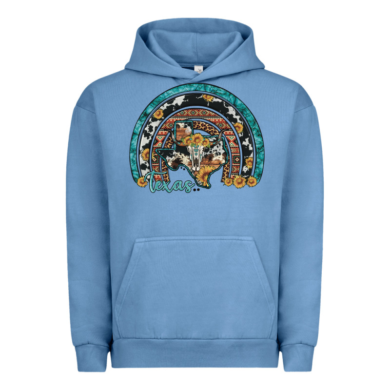 Texas Map Sunflower Leopard Cowhide Aztec Turquoise Gemstone Rainbow Urban Hoodie by Artiststas | Teevron