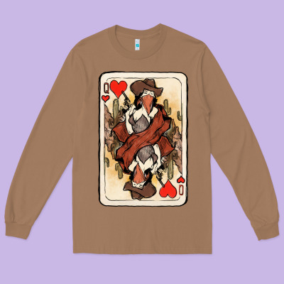 Queen Of Hearts Cowgirl Long Sleeve Tee Designed By Howdyjamesfarm