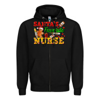 Black Santa's Favorite Nurse Zipper Hoodie - FaDigitalArtStudio