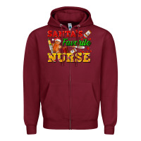Burgundy Santa's Favorite Nurse Zipper Hoodie - FaDigitalArtStudio