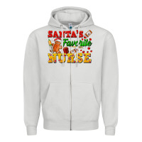 Dove Grey Santa's Favorite Nurse Zipper Hoodie - FaDigitalArtStudio