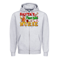 Heather Grey Santa's Favorite Nurse Zipper Hoodie - FaDigitalArtStudio