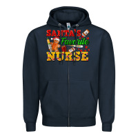 Navy Santa's Favorite Nurse Zipper Hoodie - FaDigitalArtStudio