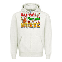 Oatmeal Heather Santa's Favorite Nurse Zipper Hoodie - FaDigitalArtStudio