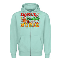 Seafoam Santa's Favorite Nurse Zipper Hoodie - FaDigitalArtStudio