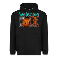 Black Welcome Fall Heavyweight Hoodie - CowhideDigitalArt