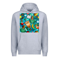 Heather Grey school boy coffe cup with camouflage seamless pattern bbs Premium Hoodie - BundleAndBundleShop