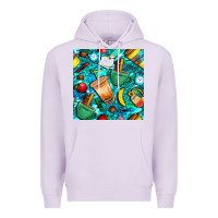 Lilac school boy coffe cup with camouflage seamless pattern bbs Premium Hoodie - BundleAndBundleShop