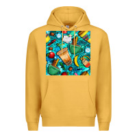Mustard school boy coffe cup with camouflage seamless pattern bbs Premium Hoodie - BundleAndBundleShop